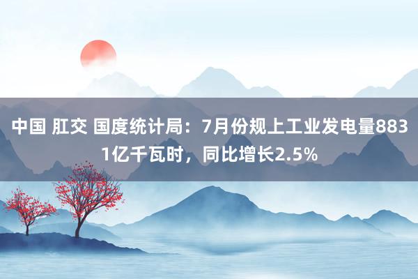 中国 肛交 国度统计局：7月份规上工业发电量8831亿千瓦时，同比增长2.5%