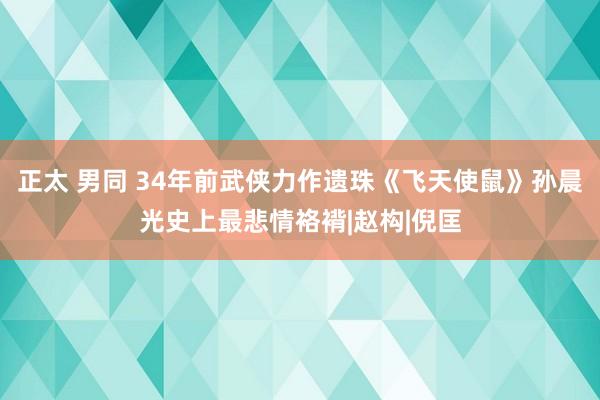 正太 男同 34年前武侠力作遗珠《飞天使鼠》孙晨光史上最悲情袼褙|赵构|倪匡